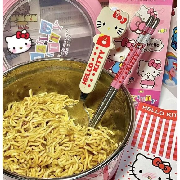 Hello Kitty Stainless Steel Bowl with Lid – 1200ml Ramen, Soup, Salad Rice Bowl - Picture 4 of 4